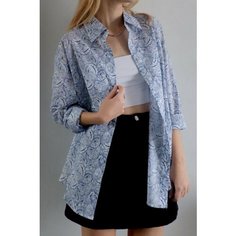 Рубашка , размер oversize, cиний Нет бренда