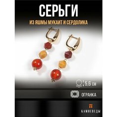 Серьги КАМНЕВЕДЫ, серебряный, красный, желтый