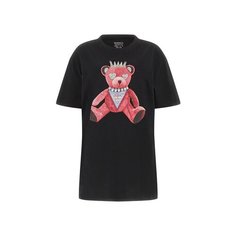 Футболка GUESS SS PINK BEAR NEW CREW , размер XS, черный