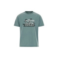 Футболка GUESS SS CN TREATED GUESS TEE, размер L, синий
