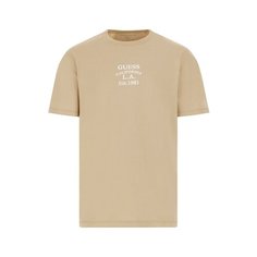 Футболка GUESS SS CN OVER EMBRO TEE, размер XXL, бежевый