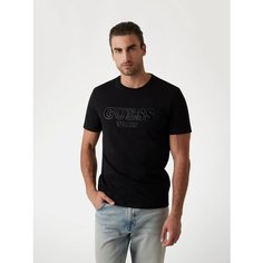Футболка GUESS Flocked logo, размер XXL, черный