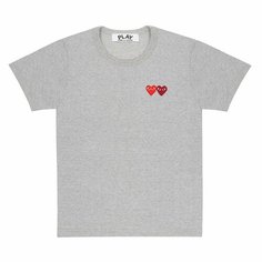 Футболка Comme des Garcons PLAY CDG Play Double Heart T-Shirt, 1 шт., размер XL, grey