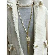 Колье MOLODYH, кристалл, длина 57 см, бежевый, желтый, белый