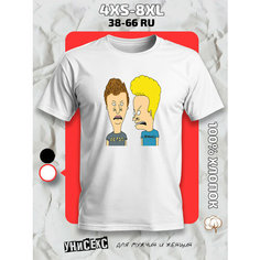 Футболка с принтом Бивис и Батхед, размер 5XL, белый Ginger Cate