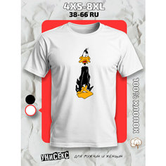 Футболка с принтом даффи дак daffy duck утка, размер 5XL, белый Ginger Cate