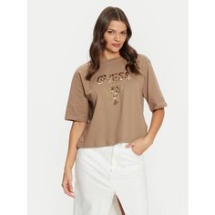 Футболка GUESS AURELIE BOXY TEE, размер S, золотистый/коричневый