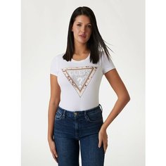 Футболка GUESS SS CN CHEETA LOGO TRIANGLE TEE, размер XS, белый