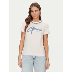 Футболка GUESS CN SS JEANS CHAIN TEE, размер M, розовый