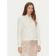 Бомбер GUESS , NEW GLORIA TWEED BOMBER, размер M, кремовый/белый
