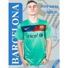 Футболка Ретро Барселона 2010/2011, 1 шт., размер XL, бирюзовый Нет бренда
