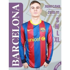 Футболка Ретро Барселона 2010/2011 с длинным рукавом, 1 шт., размер S, синий, красный Нет бренда