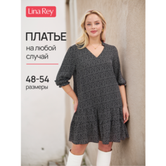 Платье LINA REY Большие размеры, размер 48, черно-белая графика