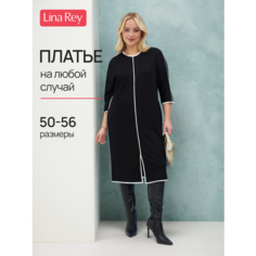 Платье LINA REY Большие размеры, размер 56, черно-белый