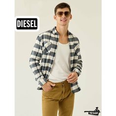 Рубашка DIESEL в клетку с длинным рукавом, размер XXL, графит