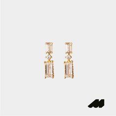 Серьги одиночные Meswero, искусственный камень, размер 11 мм, золотой