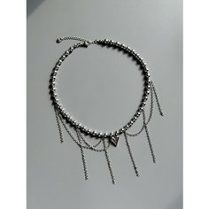 Колье, длина 40 см, серебристый Нет бренда