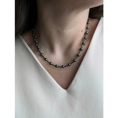 Колье LAVANDER bijou, гематит, длина 43 см, серый, золотой, серебряный, черный