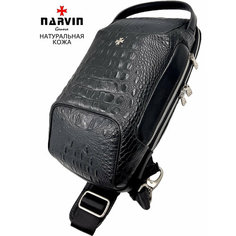 Сумка поясная NARVIN, фактура под рептилию, черный
