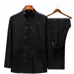 Мужской костюм ханфу из ледяного шелка в китайском стиле, древний костюм-двойка в стиле боевых искусств Нет бренда