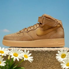 Кроссовки NIKE Air Force 1 07 Mid, полнота D, размер 10 US / 28 CM / 44 EU, Flax/Ale Brown/Sail