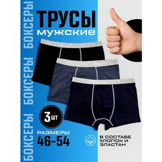 Трусы Turon textile, комплект из 3 шт., размер 54, синий, голубой