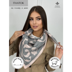 Платок World of Accessories для женщин,90х90 см, серый, розовый