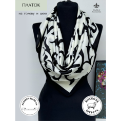 Платок World of Accessories для женщин,90х90 см, белый, черный