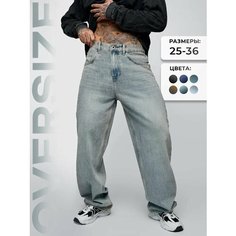 Джинсы широкие MkJeans Y2K, размер 26, серо-голубой
