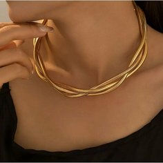 Чокер, длина 45 см, золотистый Reniva