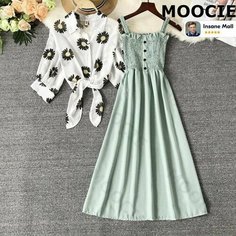 Платье MOOCIE Весна-лето 2025, размер L, зеленый