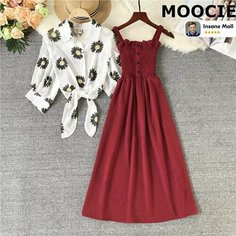 Платье MOOCIE Весна-лето 2025, размер XL, бордовый