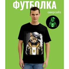 Футболка, 1 шт., размер Кот новый 56, черный Нет бренда