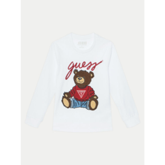 Футболка GUESS LS T-SHIRT, размер 8 лет, белый