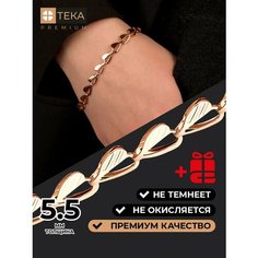 Браслет-цепочка TEKA, размер 19 см, розовый, желтый