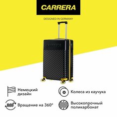 Чемодан Carrera, 67 л, черный/желтый