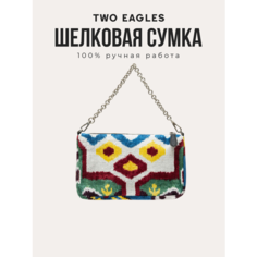 Сумка кросс-боди TWO EAGLES, фактура бархатистая, зеленый, бордовый, желтый, белый, голубой