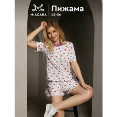 Пижама Mia Cara Melody of Heart, размер 46-48, розовый, белый, мультиколор, коралловый