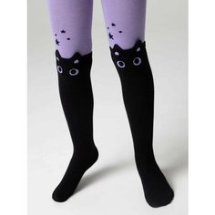 Колготки Conte-kids Базовая коллекция, 100 den, размер 116/122, фиолетовый, черный