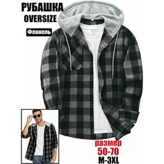 Рубашка В час досуга, размер 56, серо-черный Нет бренда
