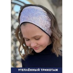 Повязка Olivi Classic Утепленная повязка для девочек, размер 140-160, синий, розовый