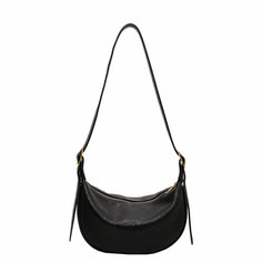 Сумка хобо ECS, фактура рельефная, черный