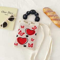 Сумка , фактура плетеная, вязаная, черный Wear Hearts