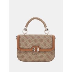Сумка кросс-боди GUESS, фактура зернистая, бежевый/розовый/коричневый