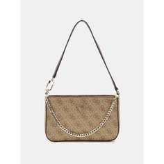 Сумка GUESS, фактура тиснение, бежевый/розовый/коричневый