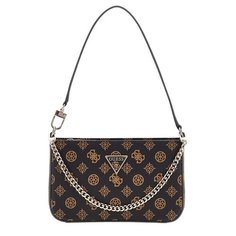 Сумка багет GUESS, фактура зернистая, матовая, коричневый