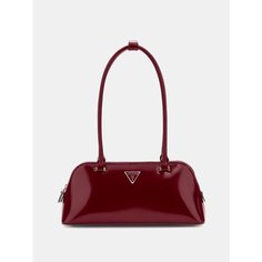 Сумка багет GUESS, фактура гладкая, лаковая, красный