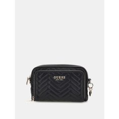 Сумка кросс-боди GUESS, фактура гладкая, стеганая, черный