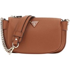 Сумка кросс-боди GUESS, фактура зернистая, матовая, коньячный