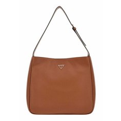Сумка хобо GUESS, фактура зернистая, матовая, коньячный